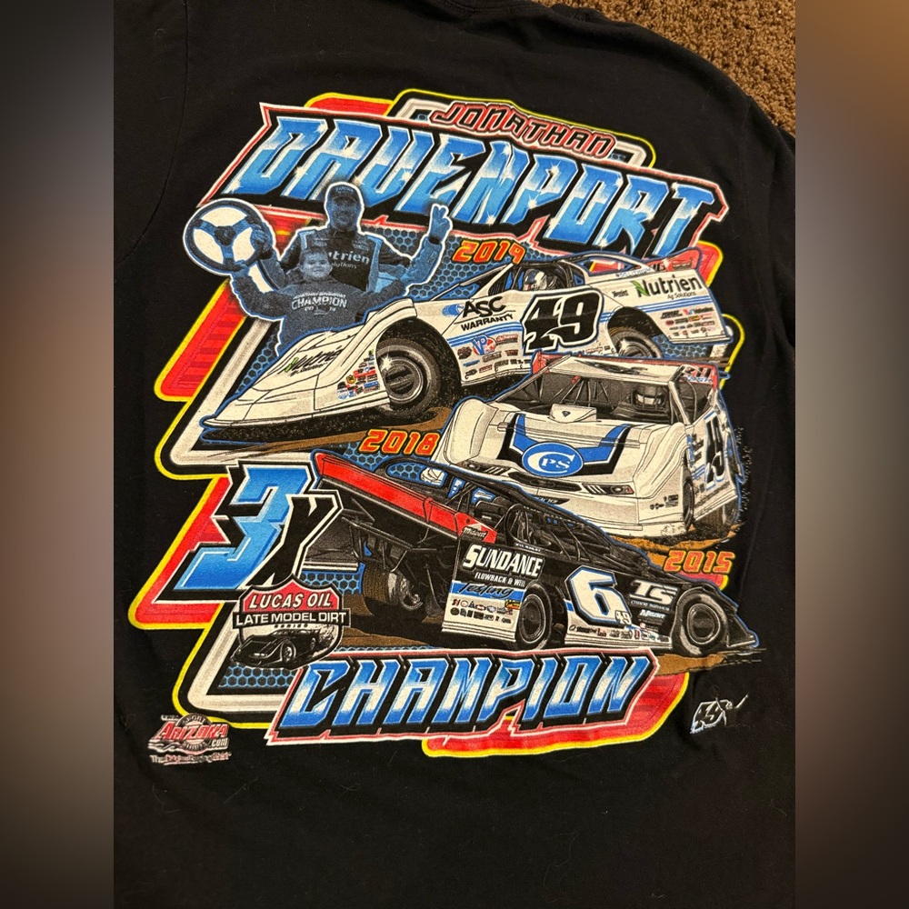 Jonathan Davenport Lucas Oil Late Model Dirt Track Racing Superman Champion Tee